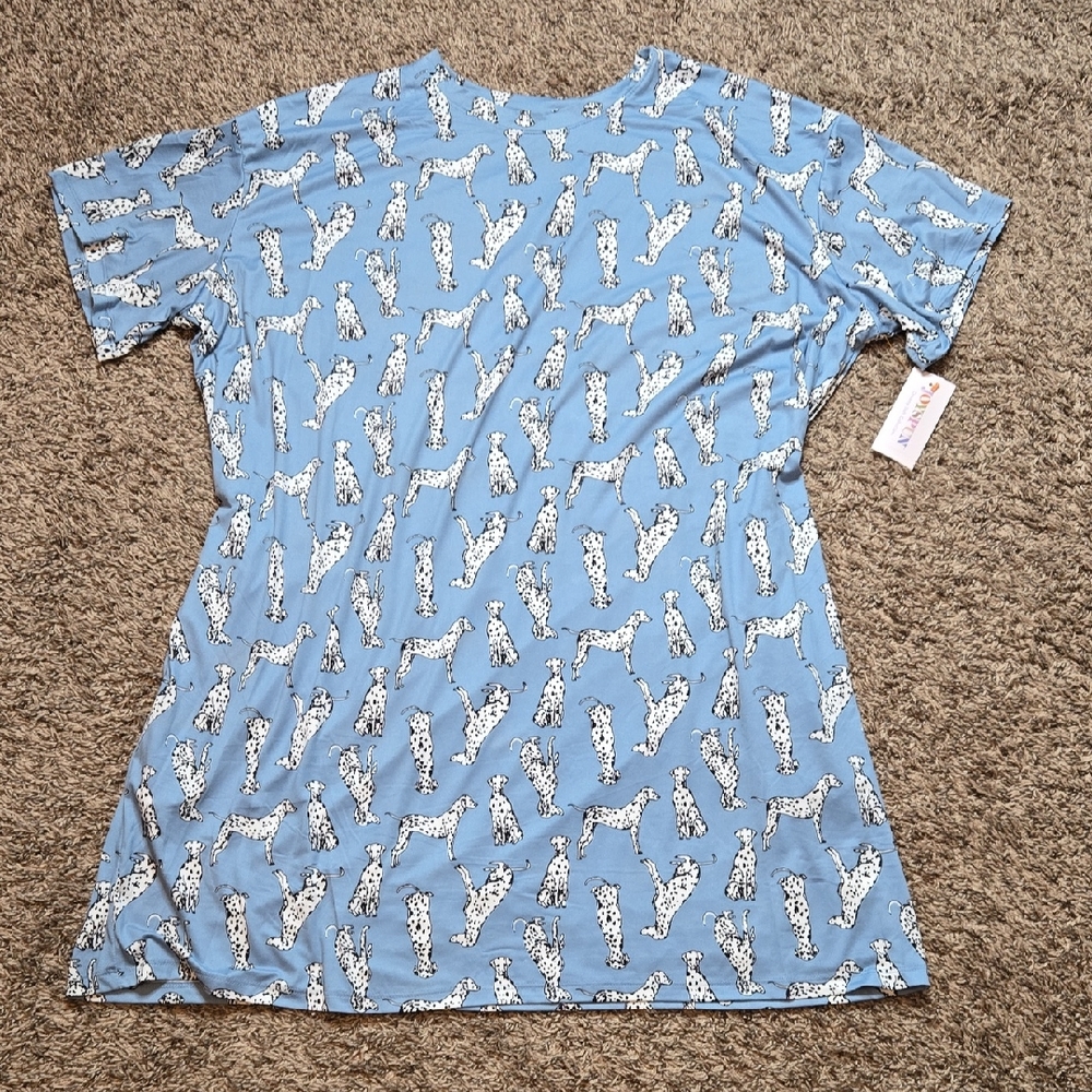 Joyspun Ladies Blue Dalmation Dog 2X - 3X Plus Size PJ Sleepshirt Shirt Top